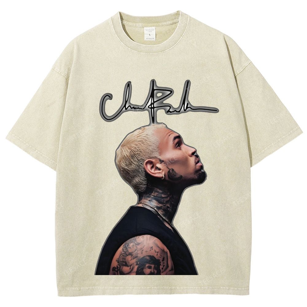 Unisex Fit Washed T-Shirt CHRIS BROWN 2025 TEE