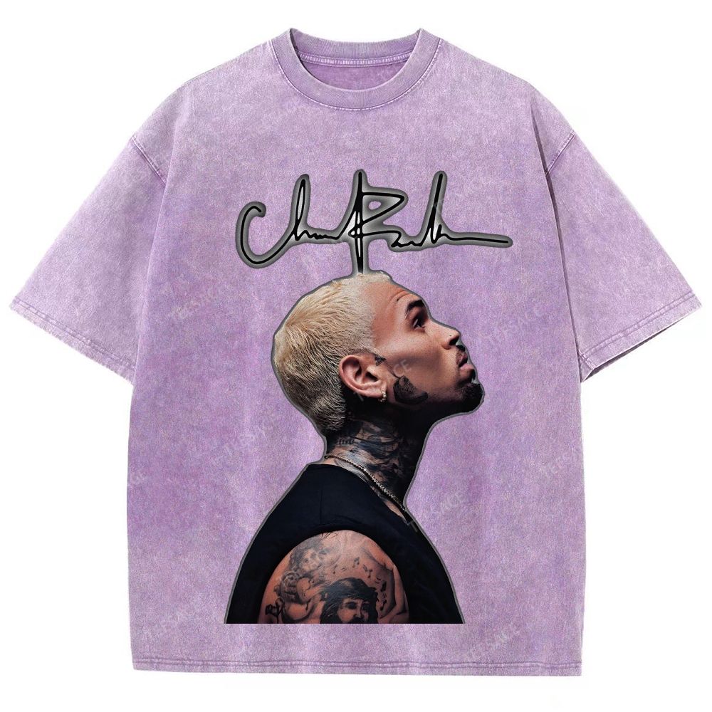 Unisex Fit Washed T-Shirt CHRIS BROWN 2025 TEE
