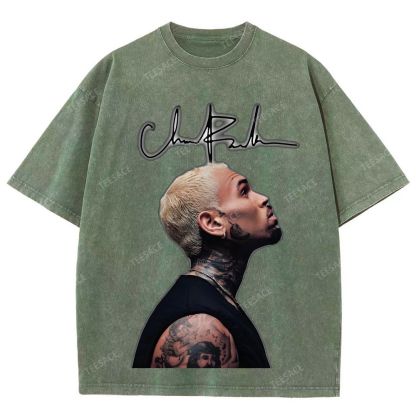 Unisex Fit Washed T-Shirt CHRIS BROWN 2025 TEE