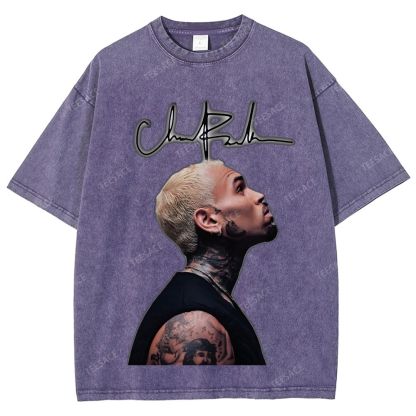 Unisex Fit Washed T-Shirt CHRIS BROWN 2025 TEE