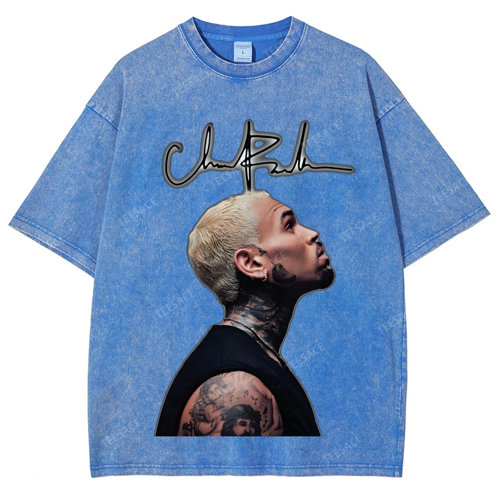 Unisex Fit Washed T-Shirt CHRIS BROWN 2025 TEE