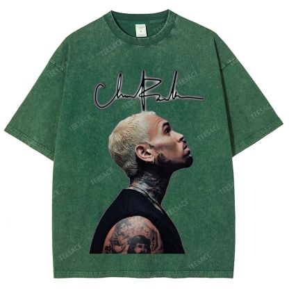 Unisex Fit Washed T-Shirt CHRIS BROWN 2025 TEE