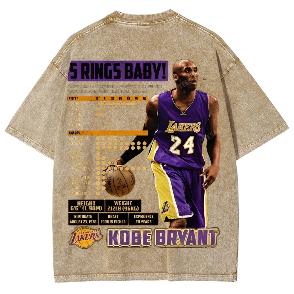 Kobe Tee Unisex Fit Washed T-Shirt  