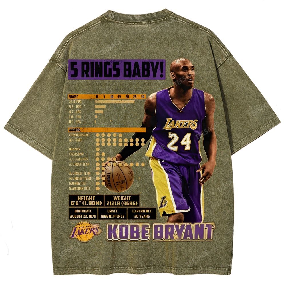 Kobe Tee Unisex Fit Washed T-Shirt  