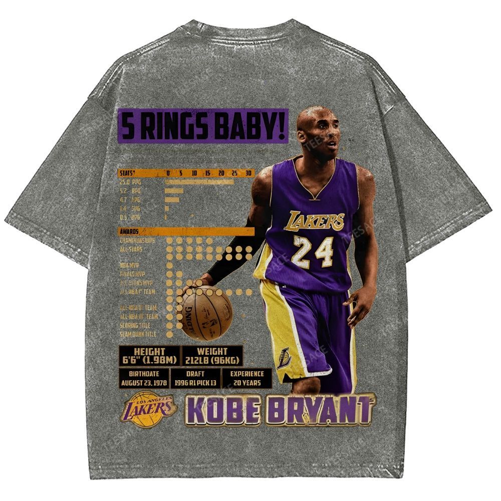 Kobe Tee Unisex Fit Washed T-Shirt  