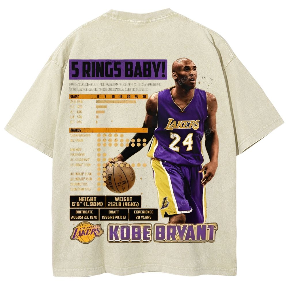 Kobe Tee Unisex Fit Washed T-Shirt  