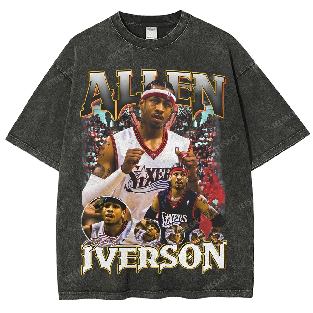 Allen Iverson Vintage Tee Unisex Fit Washed T-Shirt 