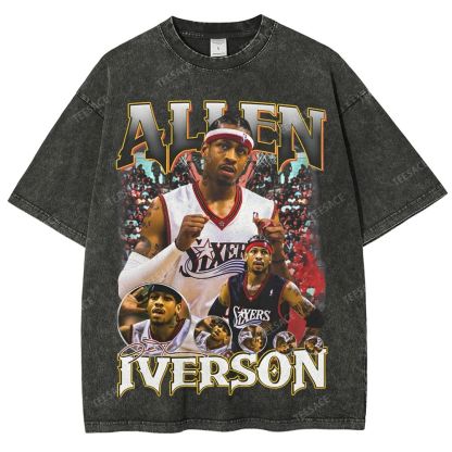 Allen Iverson Vintage Tee Unisex Fit Washed T-Shirt 
