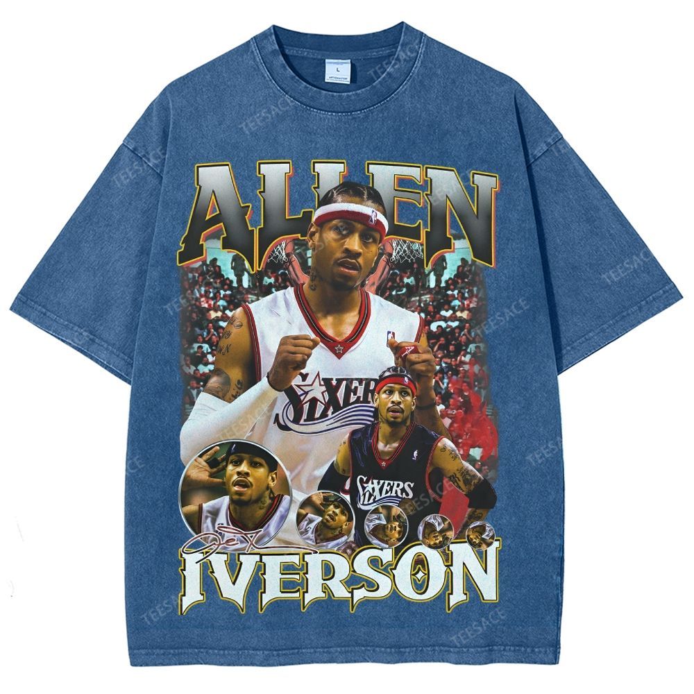 Allen Iverson Vintage Tee Unisex Fit Washed T-Shirt 