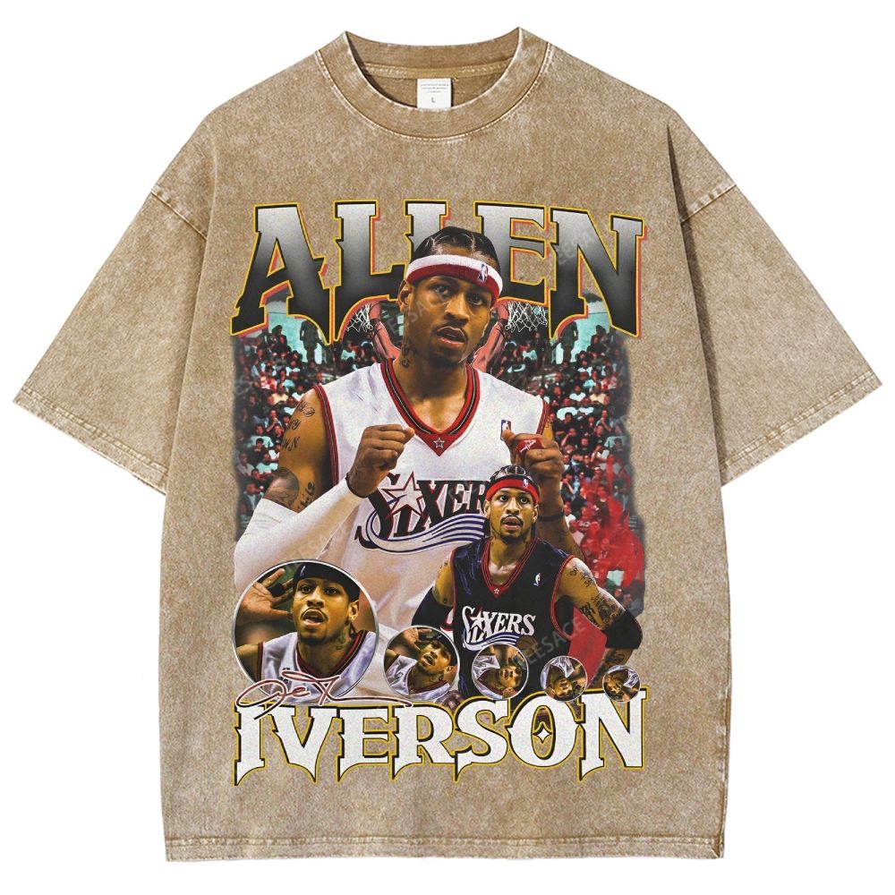 Allen Iverson Vintage Tee Unisex Fit Washed T-Shirt 