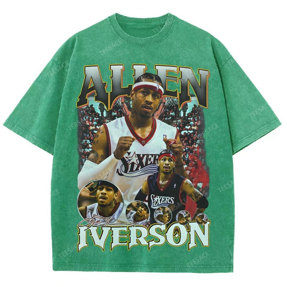 Allen Iverson Vintage Tee Unisex Fit Washed T-Shirt 