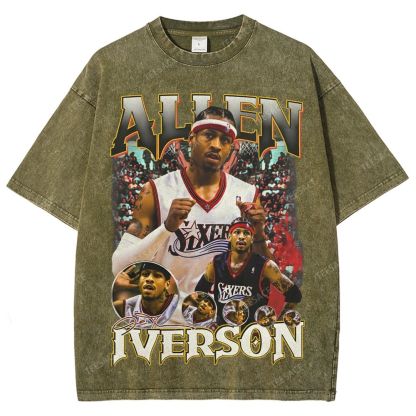 Allen Iverson Vintage Tee Unisex Fit Washed T-Shirt 