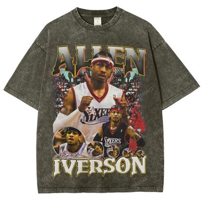 Allen Iverson Vintage Tee Unisex Fit Washed T-Shirt 