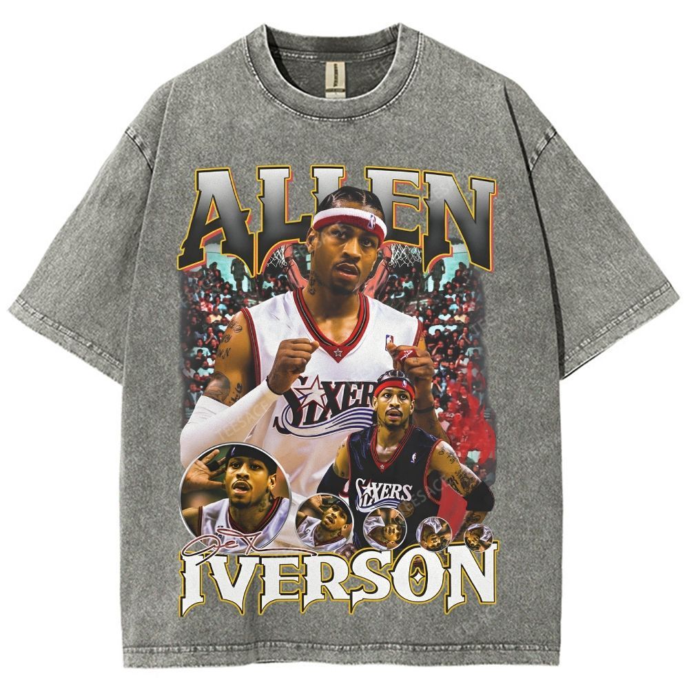 Allen Iverson Vintage Tee Unisex Fit Washed T-Shirt 