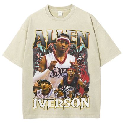Allen Iverson Vintage Tee Unisex Fit Washed T-Shirt 
