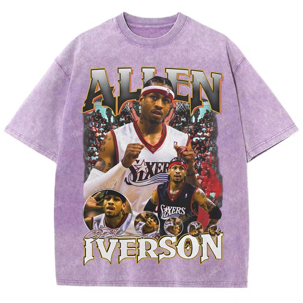 Allen Iverson Vintage Tee Unisex Fit Washed T-Shirt 