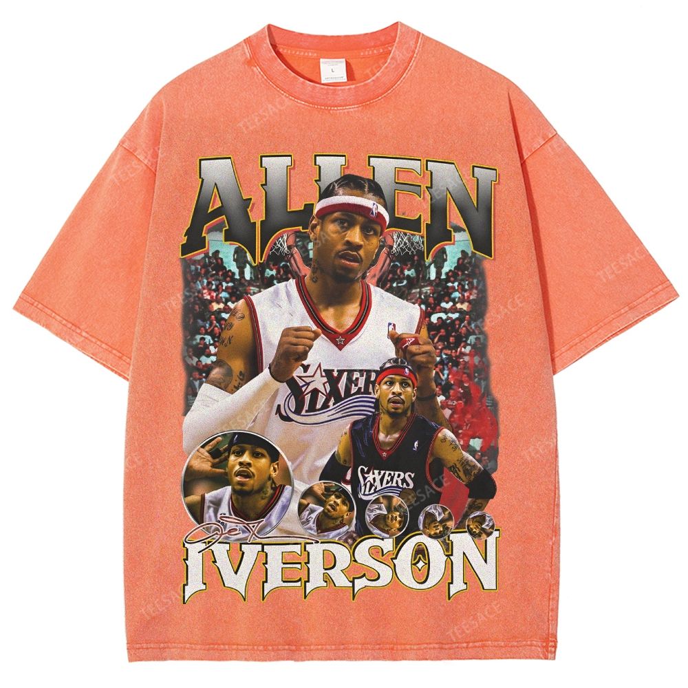 Allen Iverson Vintage Tee Unisex Fit Washed T-Shirt 
