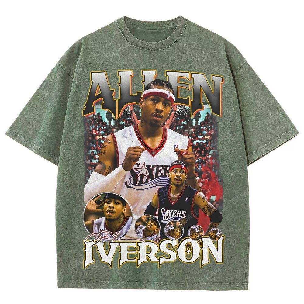 Allen Iverson Vintage Tee Unisex Fit Washed T-Shirt 