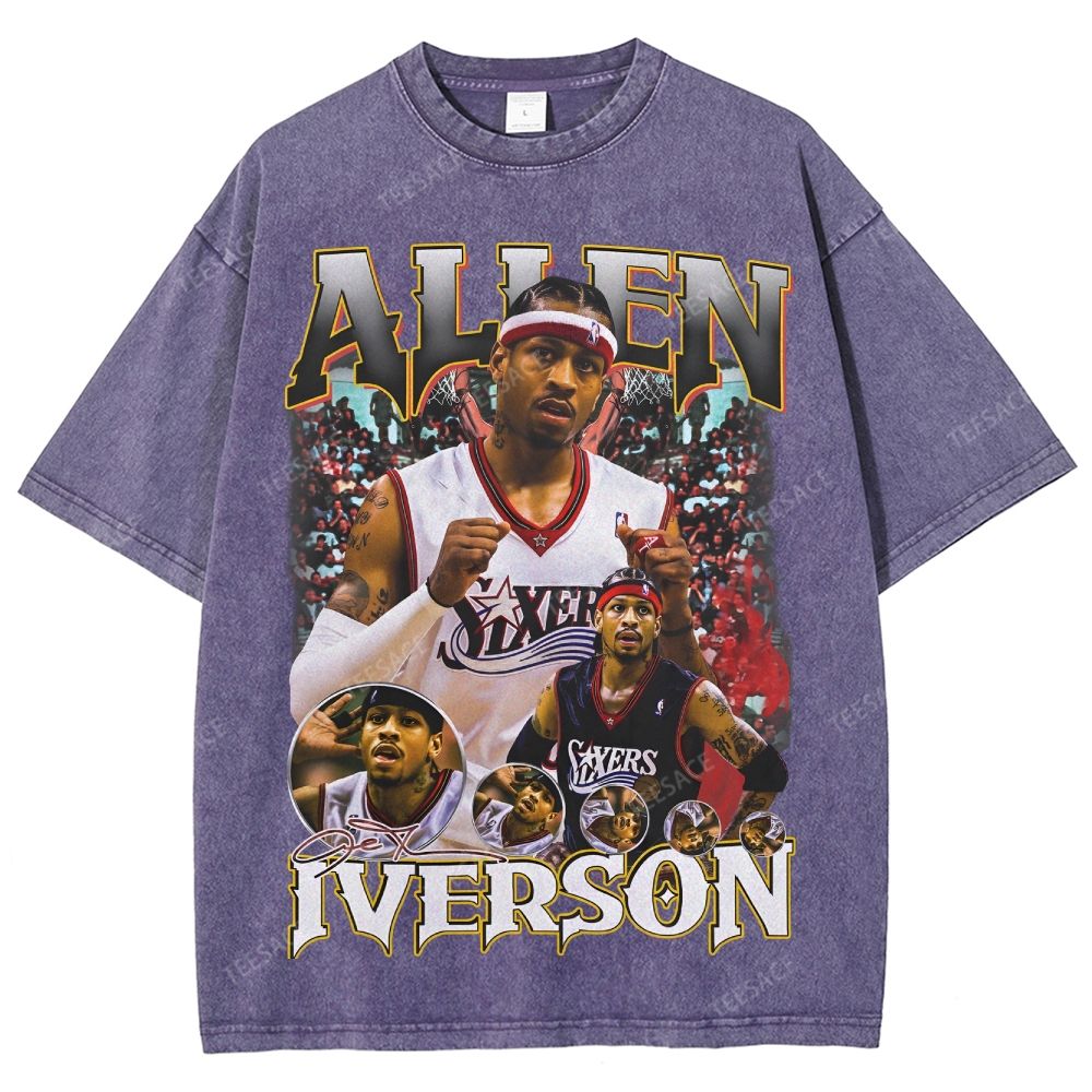 Allen Iverson Vintage Tee Unisex Fit Washed T-Shirt 