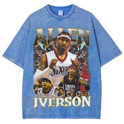 Allen Iverson Vintage Tee Unisex Fit Washed T-Shirt 