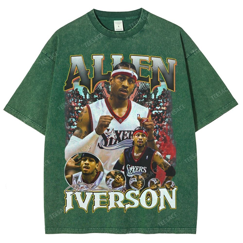 Allen Iverson Vintage Tee Unisex Fit Washed T-Shirt 