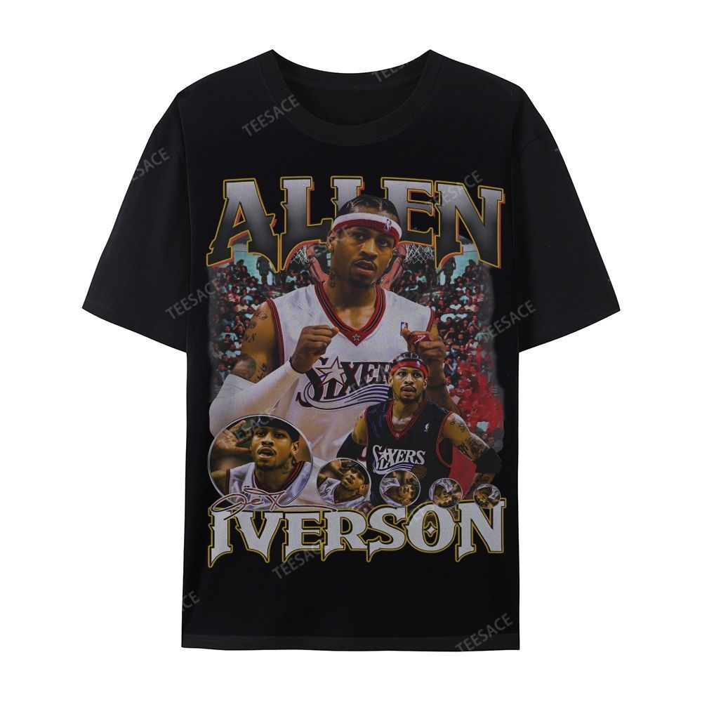 Allen Iverson Vintage Tee Casual Short Sleeve T-Shirt