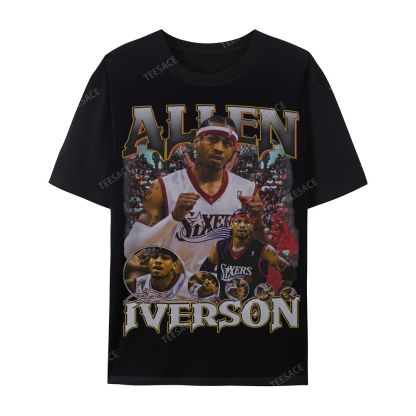 Allen Iverson Vintage Tee Casual Short Sleeve T-Shirt 