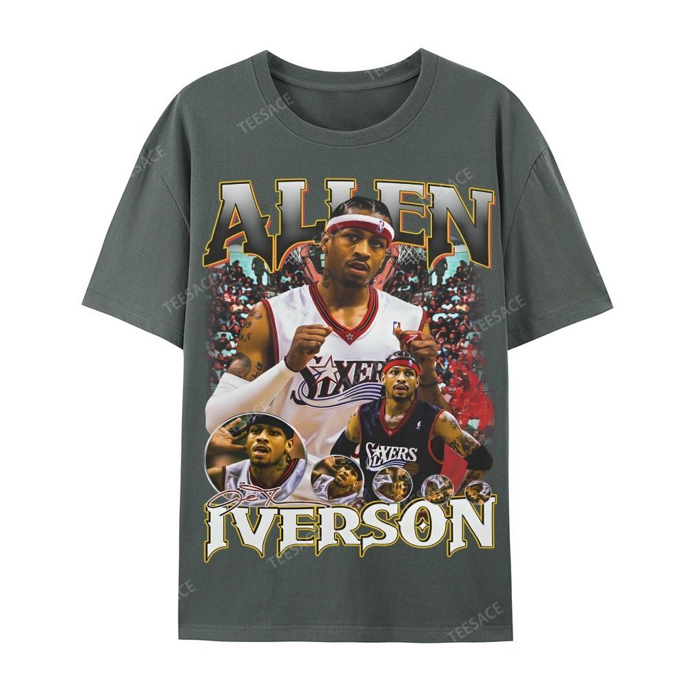 Allen Iverson Vintage Tee Casual Short Sleeve T-Shirt 