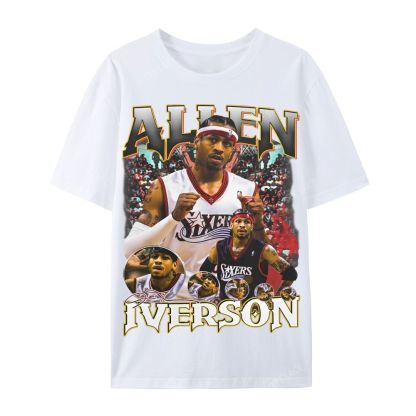Allen Iverson Vintage Tee Casual Short Sleeve T-Shirt 