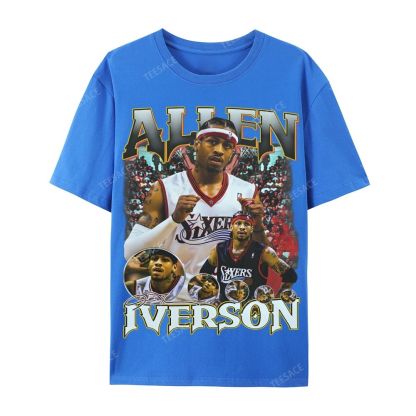 Allen Iverson Vintage Tee Casual Short Sleeve T-Shirt 