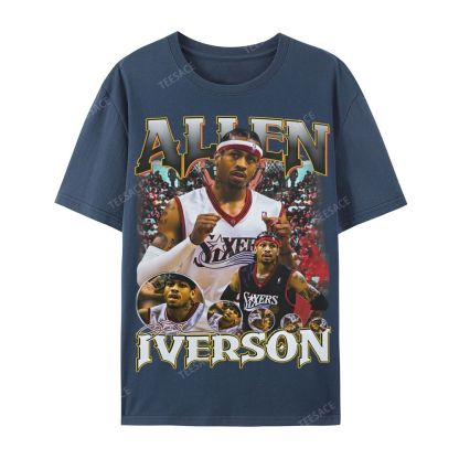 Allen Iverson Vintage Tee Casual Short Sleeve T-Shirt 