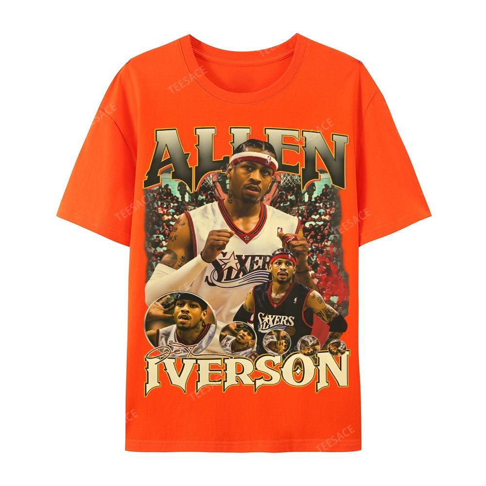 Allen Iverson Vintage Tee Casual Short Sleeve T-Shirt 