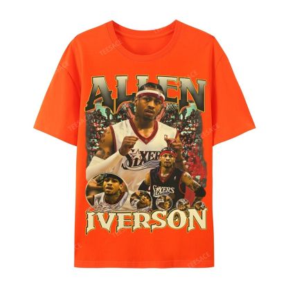 Allen Iverson Vintage Tee Casual Short Sleeve T-Shirt 