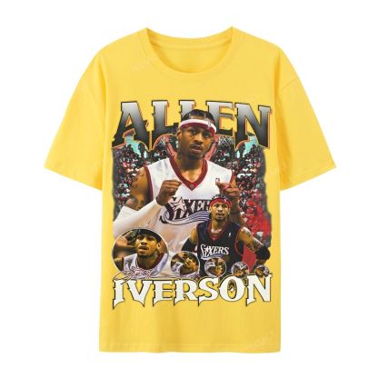 Allen Iverson Vintage Tee Casual Short Sleeve T-Shirt 
