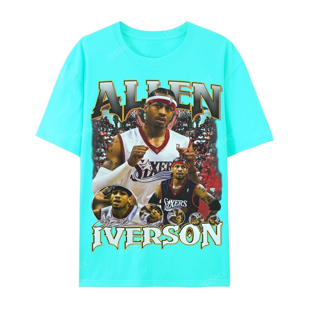 Allen Iverson Vintage Tee Casual Short Sleeve T-Shirt 