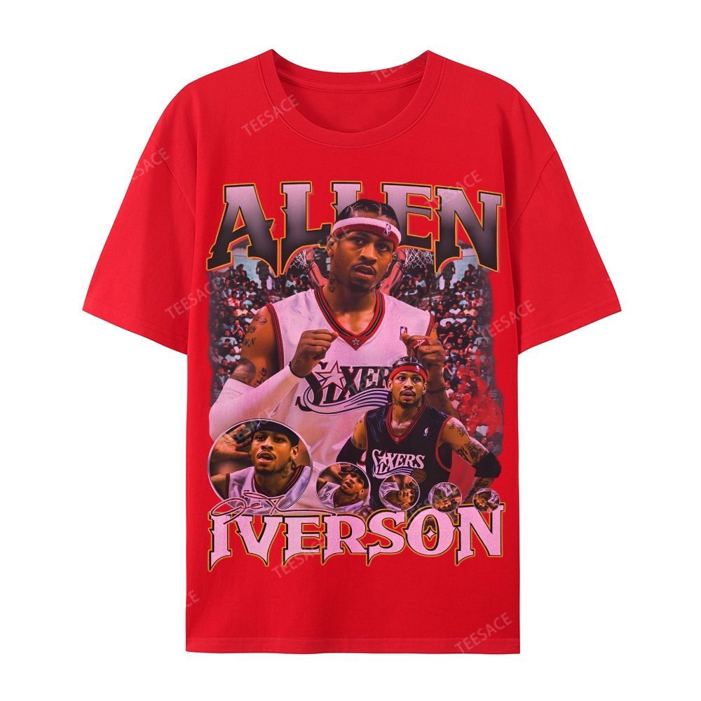 Allen Iverson Vintage Tee Casual Short Sleeve T-Shirt 