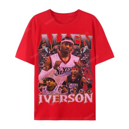 Allen Iverson Vintage Tee Casual Short Sleeve T-Shirt 