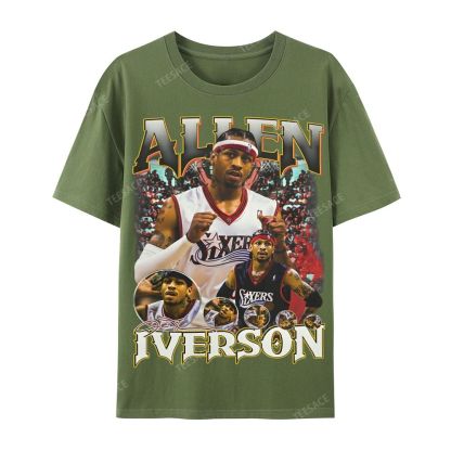 Allen Iverson Vintage Tee Casual Short Sleeve T-Shirt 