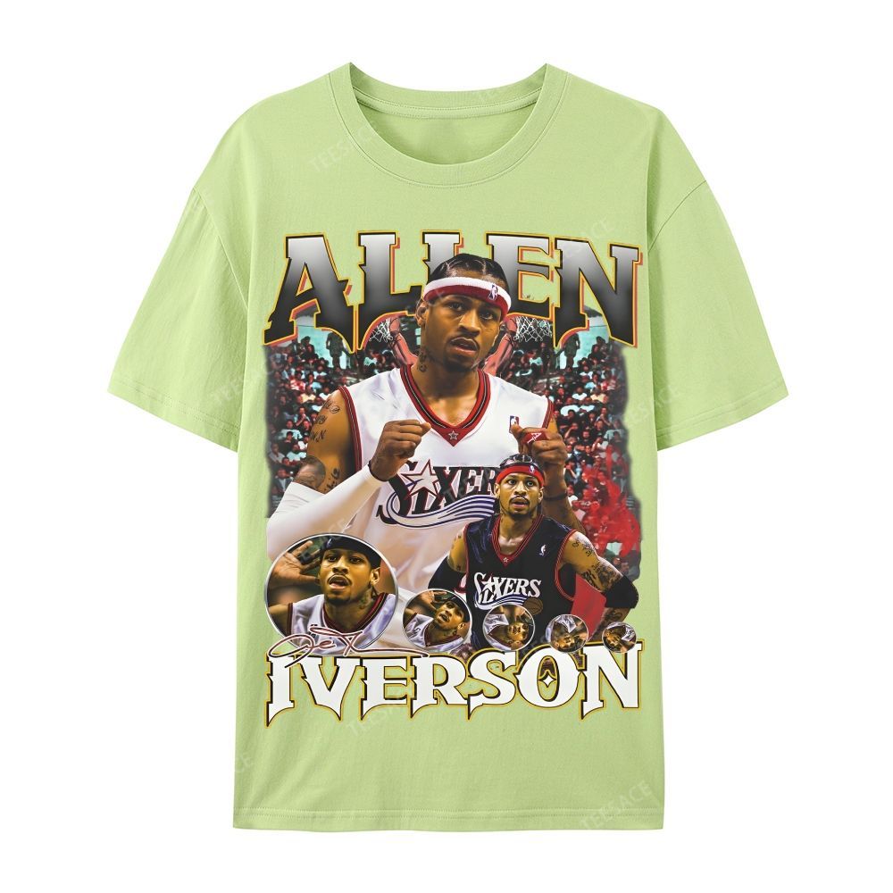Allen Iverson Vintage Tee Casual Short Sleeve T-Shirt 