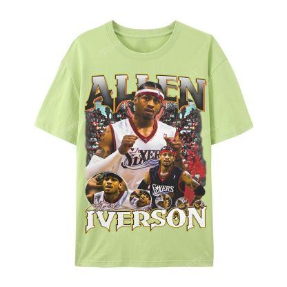 Allen Iverson Vintage Tee Casual Short Sleeve T-Shirt 