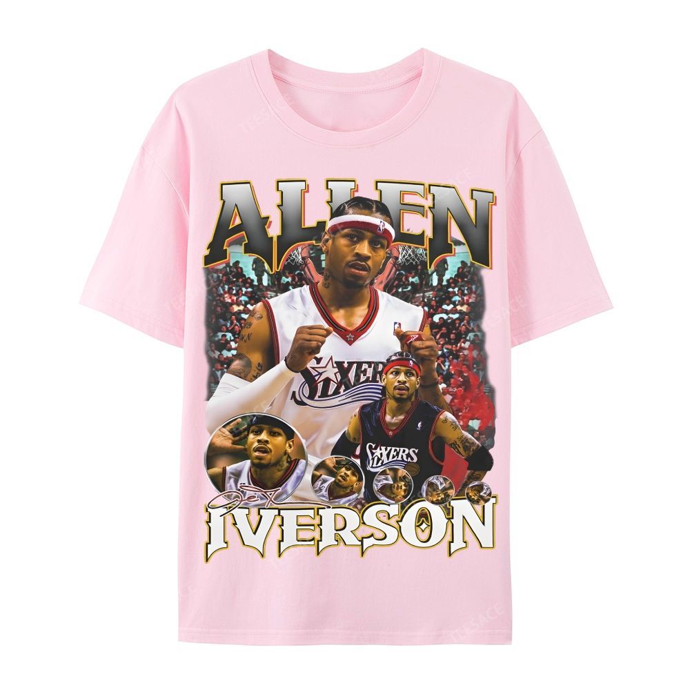 Allen Iverson Vintage Tee Casual Short Sleeve T-Shirt 