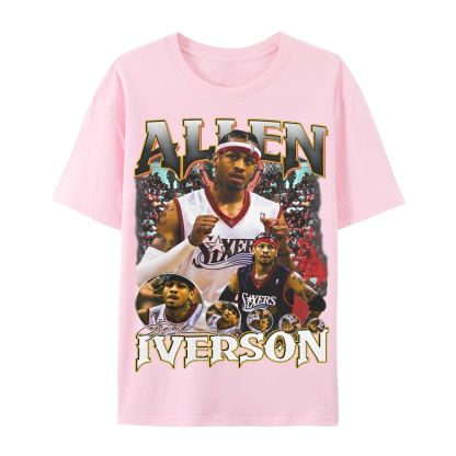 Allen Iverson Vintage Tee Casual Short Sleeve T-Shirt 