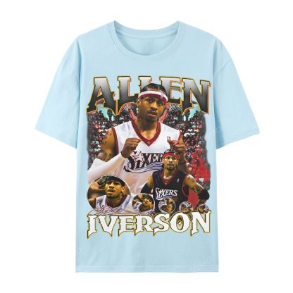 Allen Iverson Vintage Tee Casual Short Sleeve T-Shirt 