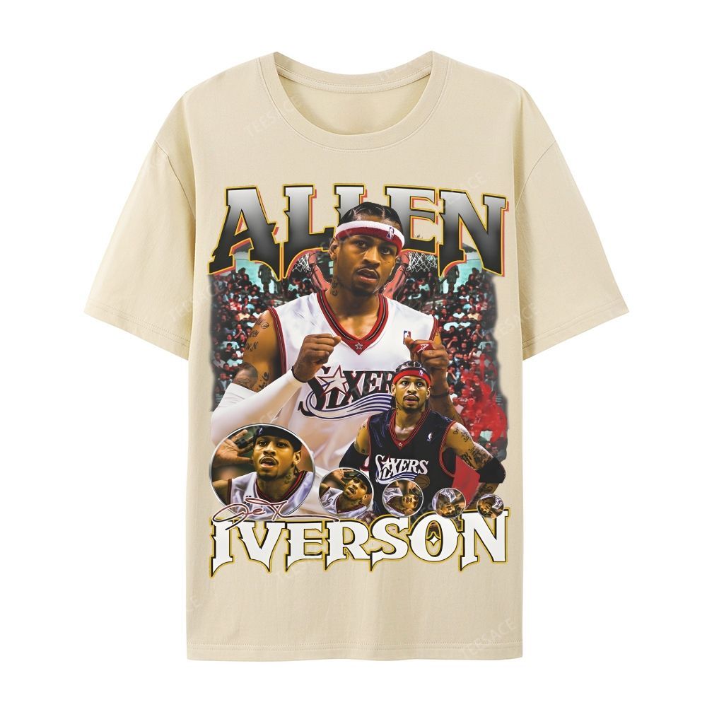 Allen Iverson Vintage Tee Casual Short Sleeve T-Shirt 