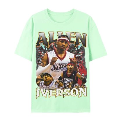 Allen Iverson Vintage Tee Casual Short Sleeve T-Shirt 