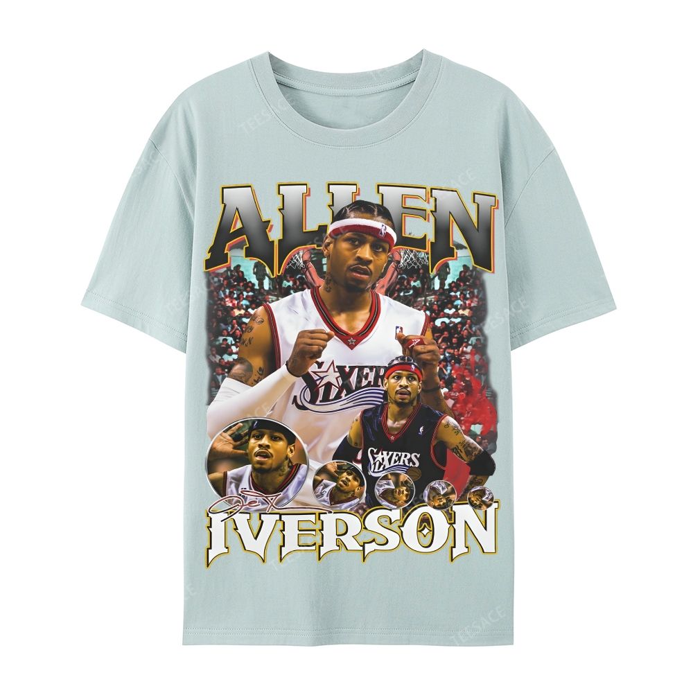 Allen Iverson Vintage Tee Casual Short Sleeve T-Shirt 