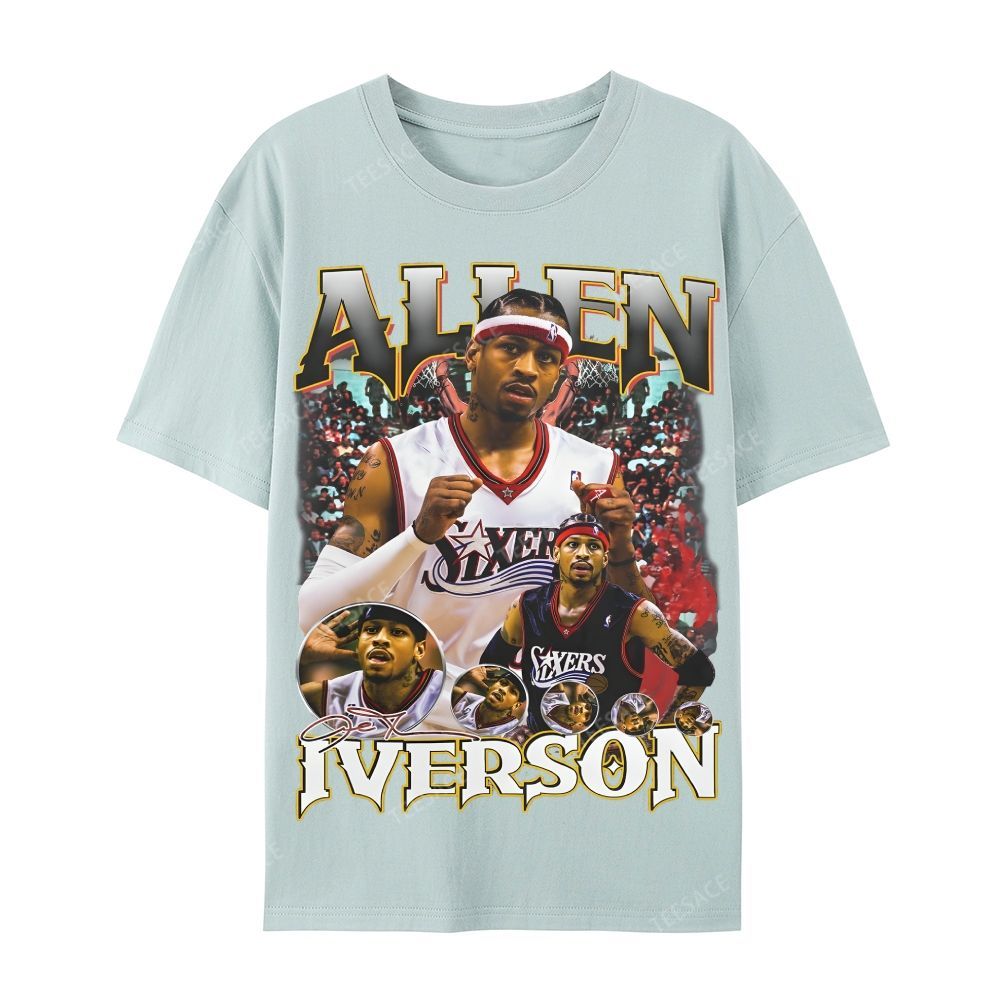 Allen Iverson Vintage Tee Casual Short Sleeve T-Shirt 
