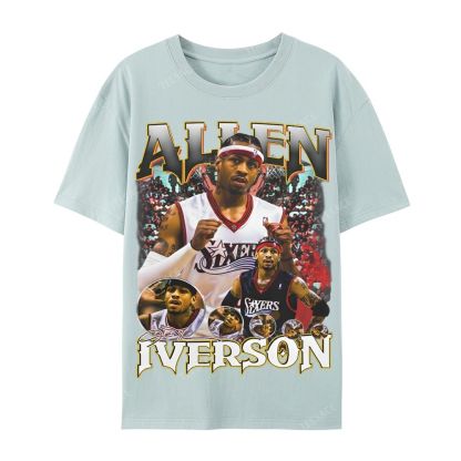 Allen Iverson Vintage Tee Casual Short Sleeve T-Shirt 