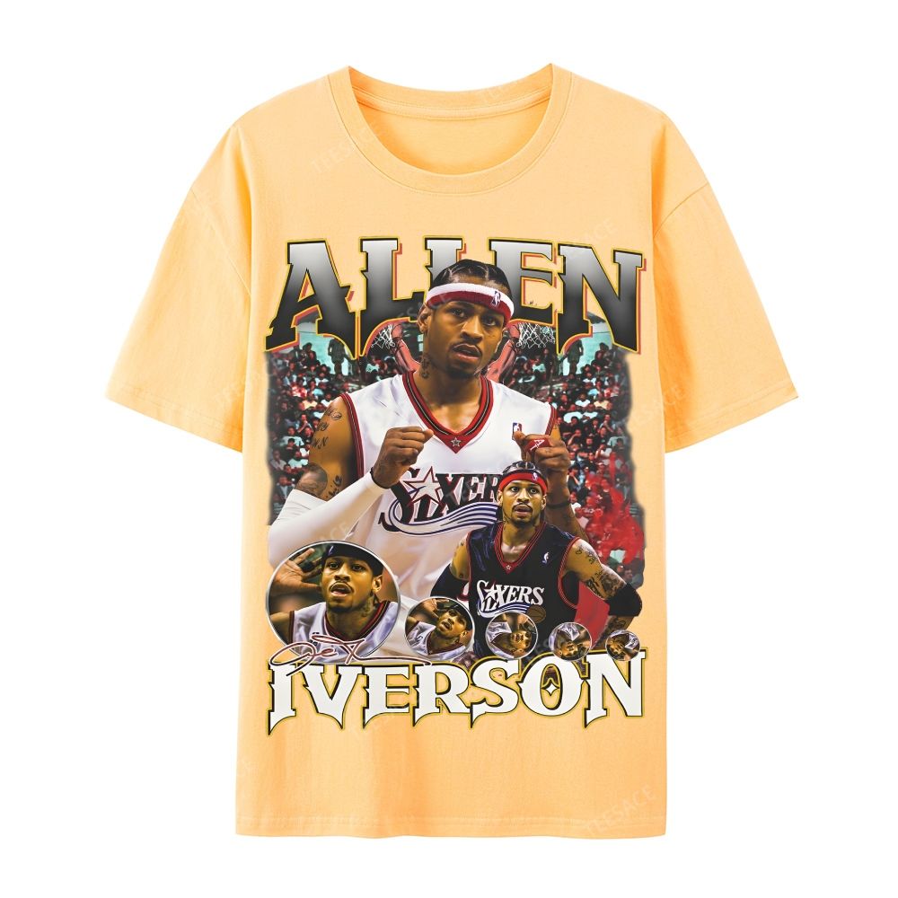 Allen Iverson Vintage Tee Casual Short Sleeve T-Shirt 