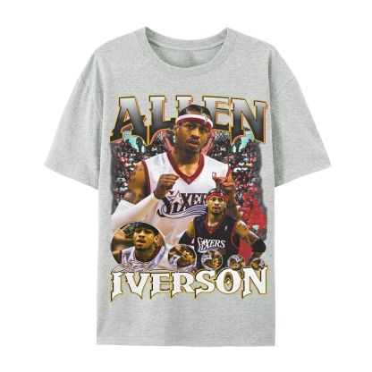 Allen Iverson Vintage Tee Casual Short Sleeve T-Shirt 